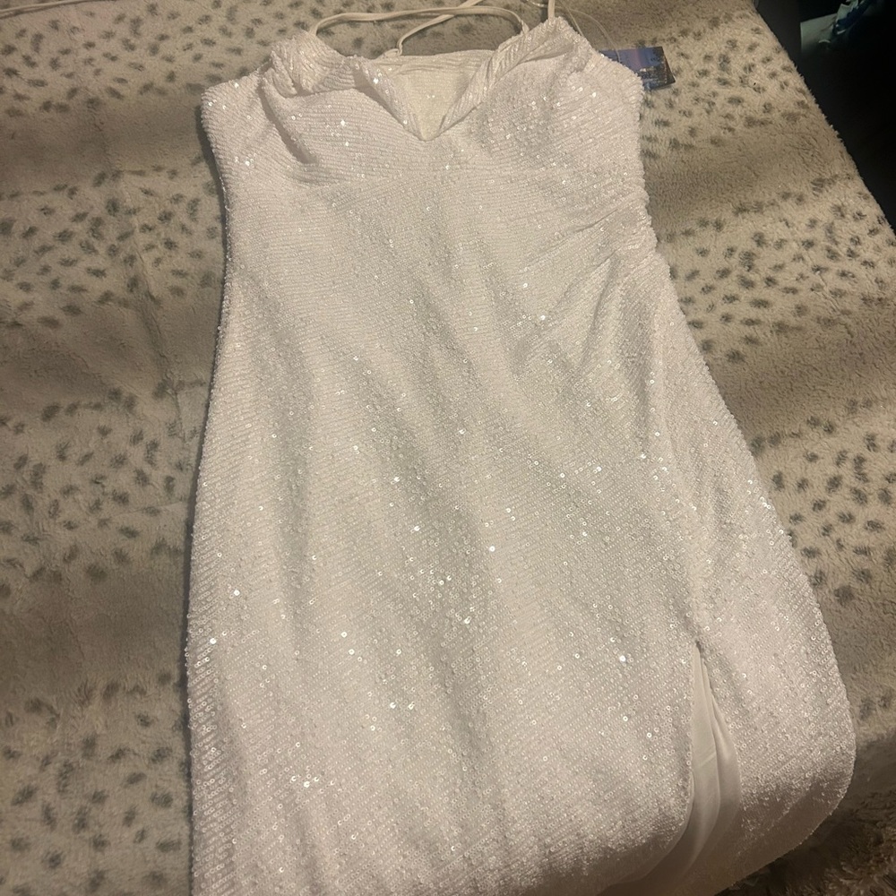 Elegant White Sequin Dress